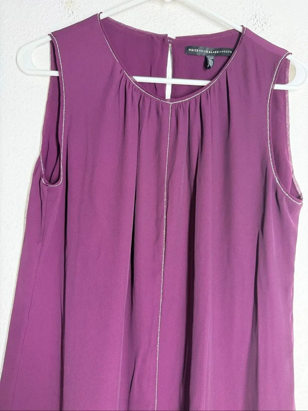 White House Black Market Plum Sleeveless Gathered Neck Top Size 10